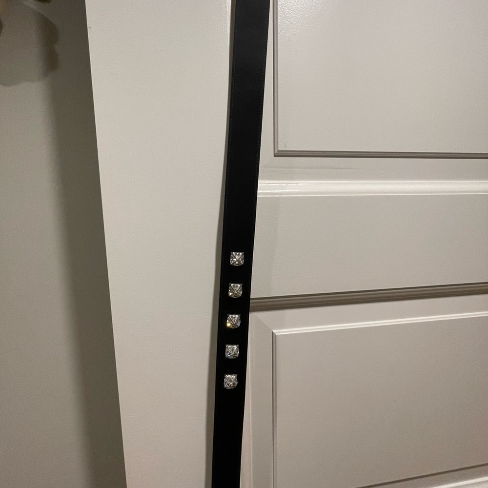 Authentic St. John black satin belt with gem stones. SIZE M